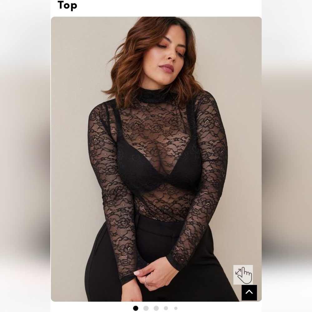 Torrid Sheer Lace Mock Neck Long Sleeve Top Size 2